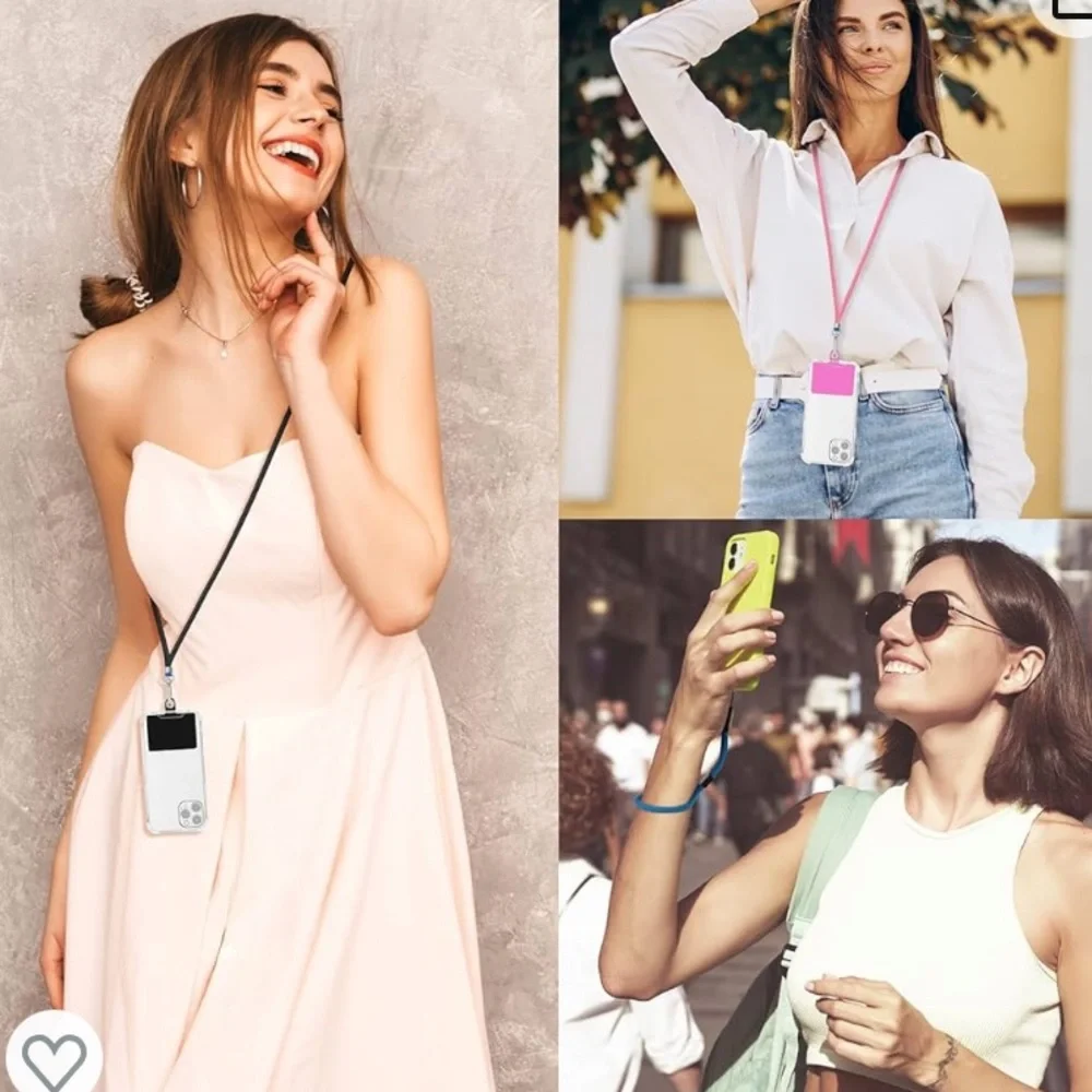 Cell Phone Lanyard, Universal 1 Crossbody -1 wrist phone strap, (Black)